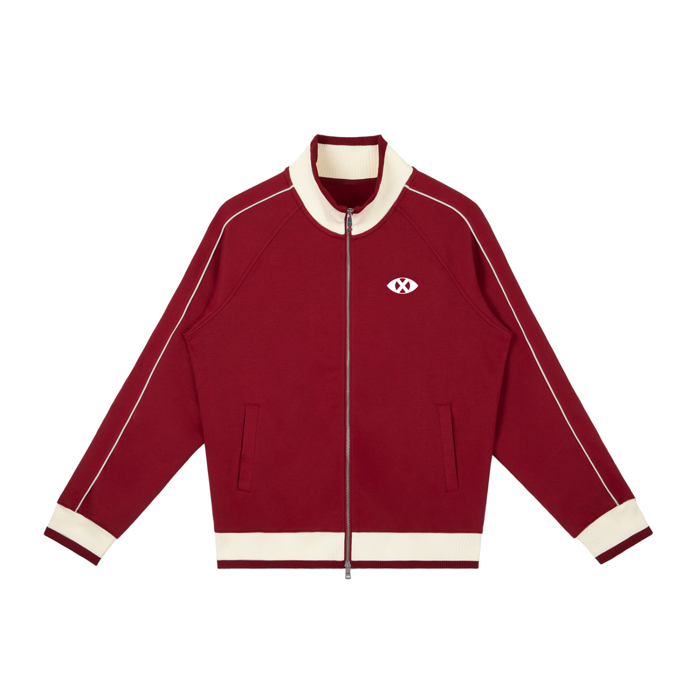 Block Raglan Sleeve Zip Track Jacket