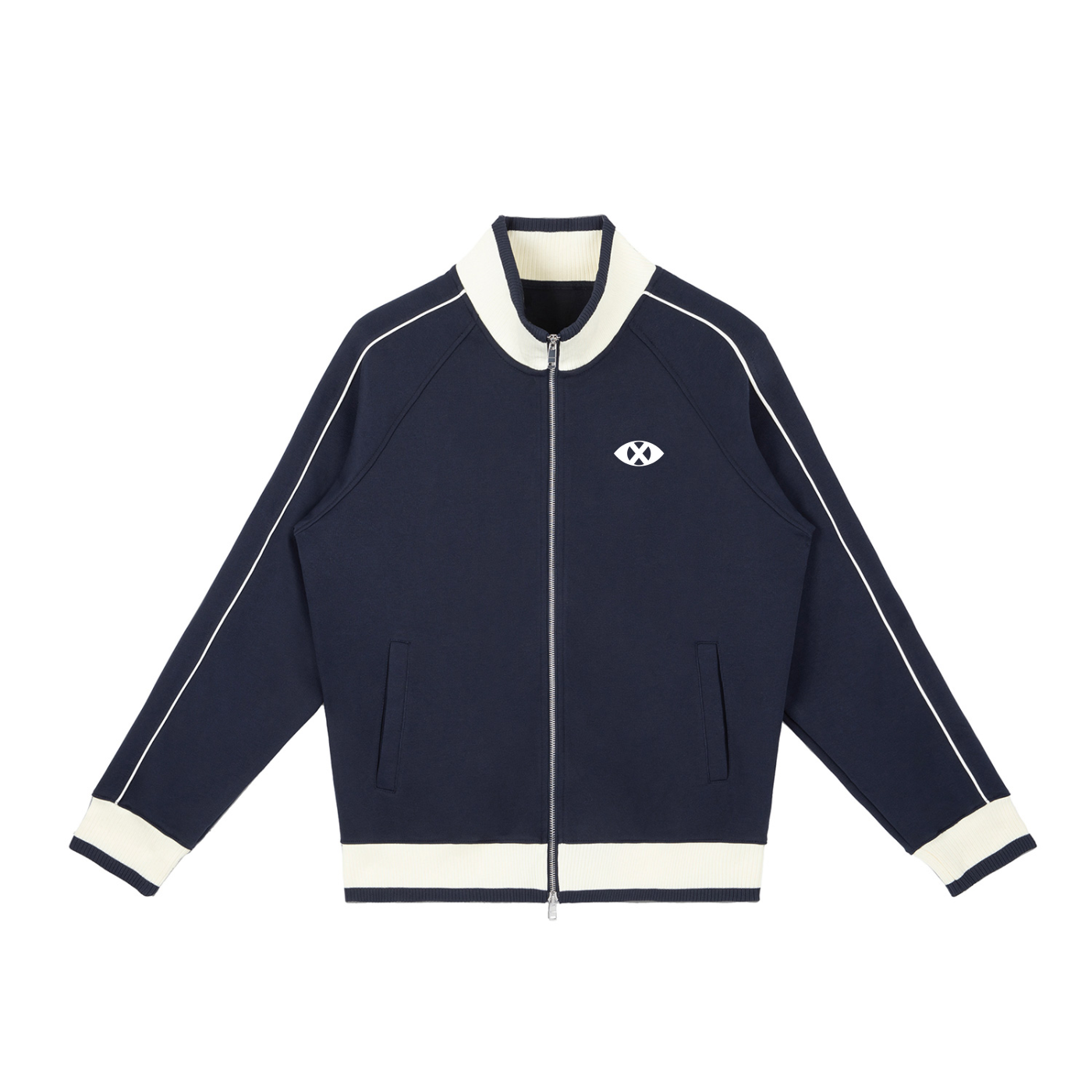 Block Raglan Sleeve Zip Track Jacket